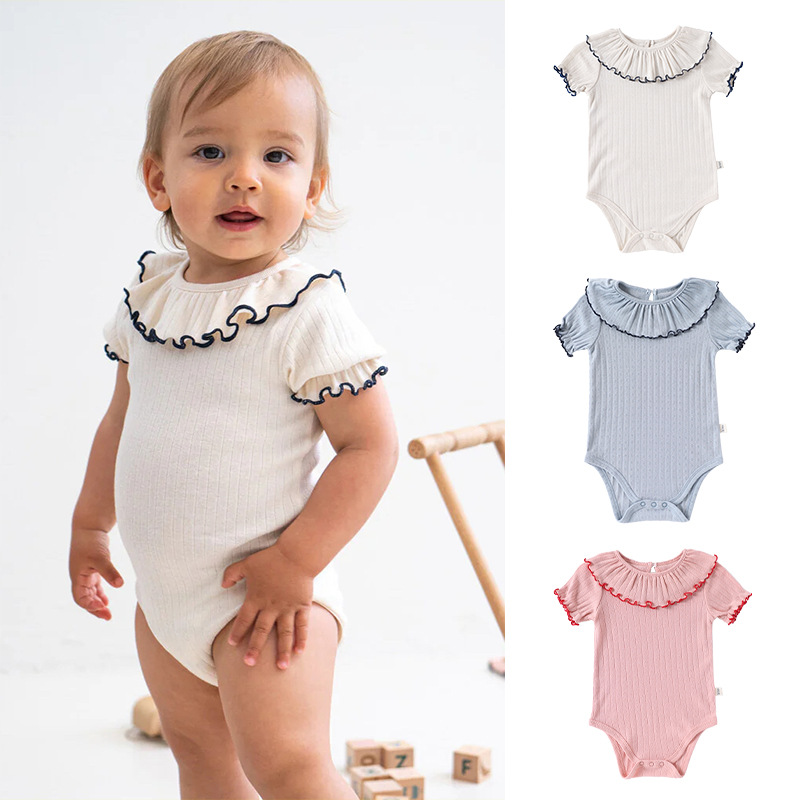 Baby Clothing Stores - Baby Girls' Summer Triangular Bodysuit Pure