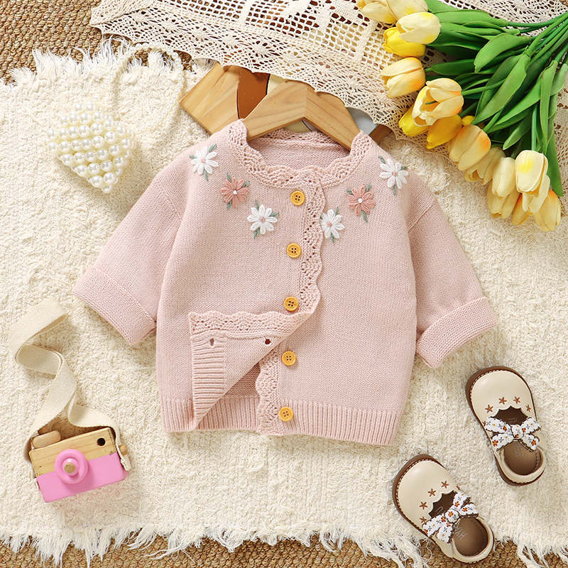 Knit Cardigan Infant - Pink Baby Girl Floral Sweaters Cardigans