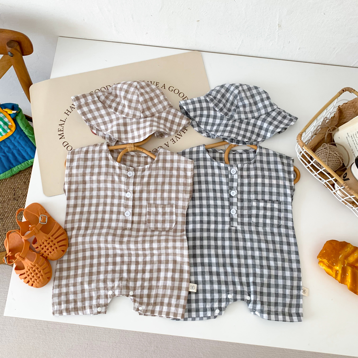 Baby Newborn Plaid Romper+Hat  - огляд і ціна Baby Clothing Stores