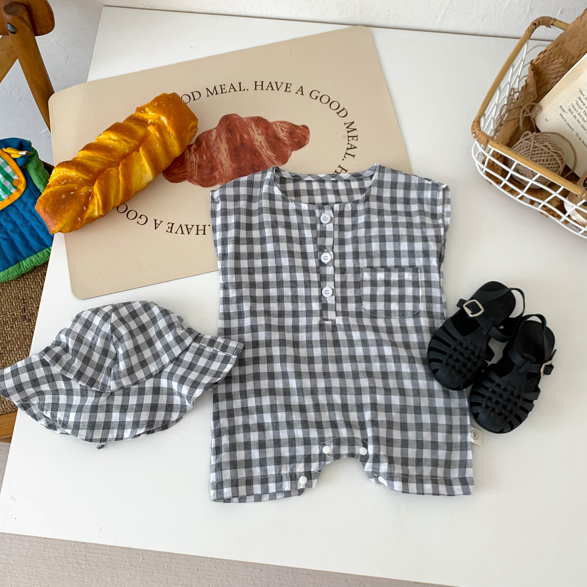 Baby Newborn Plaid Romper+Hat  - огляд і ціна Baby Clothing Stores