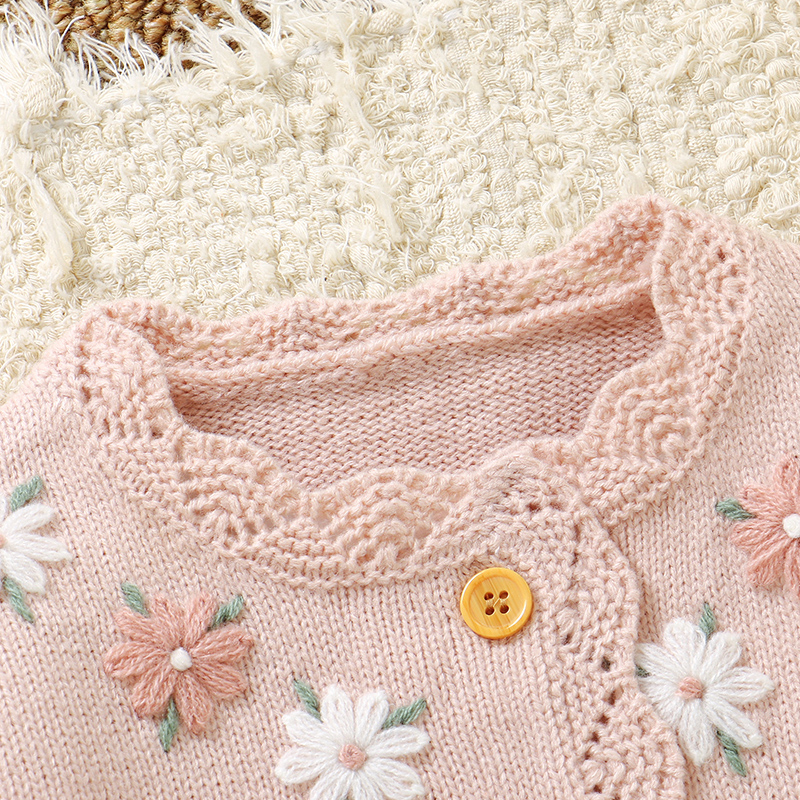 Pink Baby Girl Floral Sweaters - огляд і ціна Knit Cardigan Infant