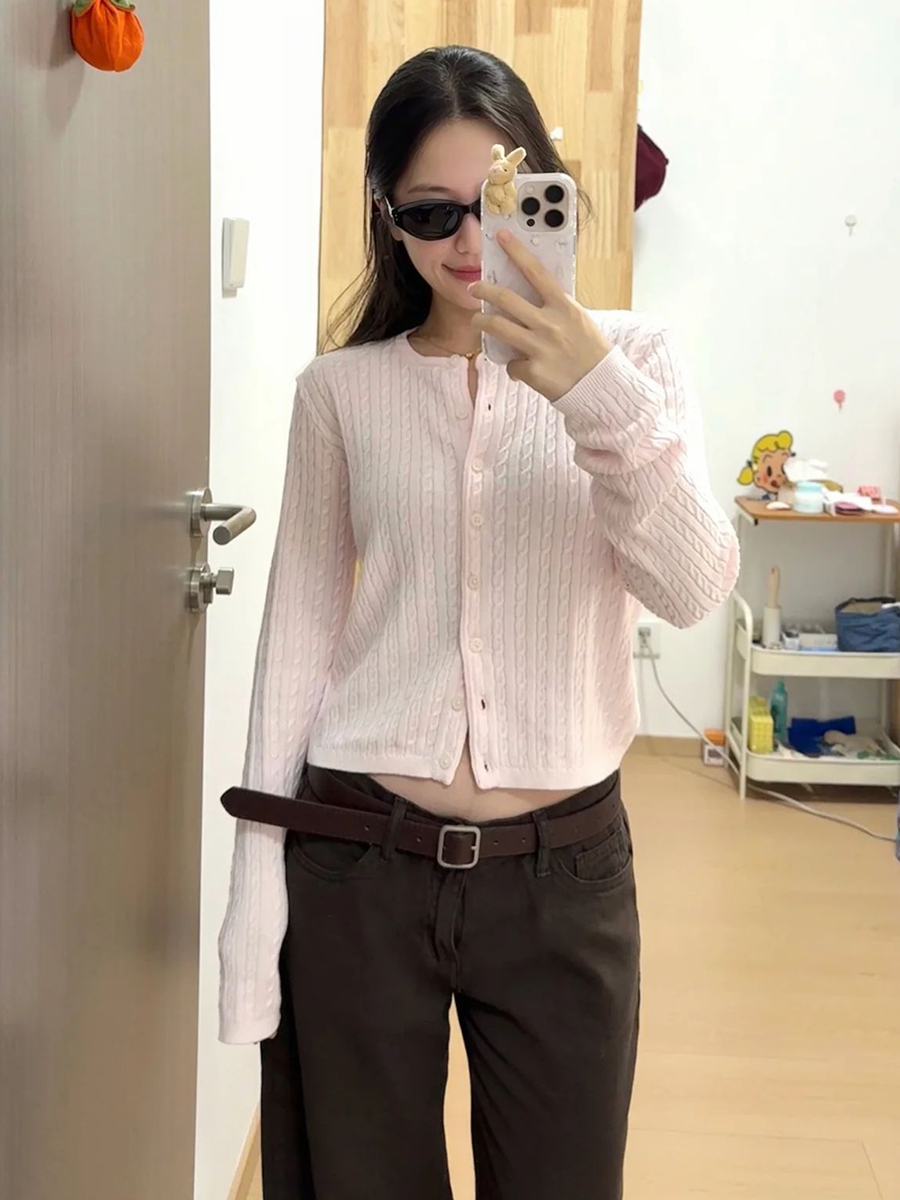 Twist Flower Baby Pink Sweater - огляд і ціна Knit Cardigan Infant